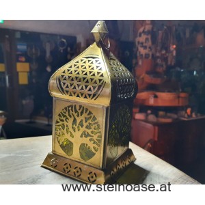 Orientalisches Licht / Laterne 'LEBENSBAUM & Blume des Lebens' Grün